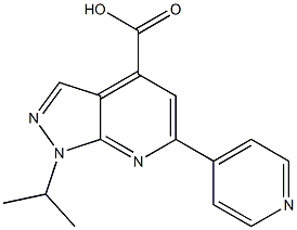 1-(propan-2-yl)-6-(pyridin-4-yl)-1H-pyrazolo[3,4-b]pyridine-4-carboxylic acid Struktur