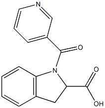 1-(pyridin-3-ylcarbonyl)-2,3-dihydro-1H-indole-2-carboxylic acid Struktur