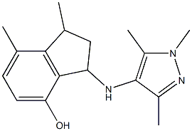 1,7-dimethyl-3-[(1,3,5-trimethyl-1H-pyrazol-4-yl)amino]-2,3-dihydro-1H-inden-4-ol Struktur