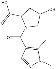 1-[(1,5-dimethyl-1H-pyrazol-4-yl)carbonyl]-4-hydroxypyrrolidine-2-carboxylic acid Struktur