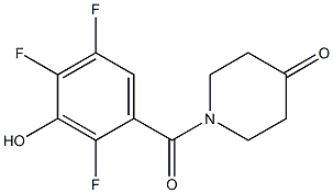 1-[(2,4,5-trifluoro-3-hydroxyphenyl)carbonyl]piperidin-4-one Struktur