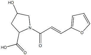 1-[(2E)-3-(2-furyl)prop-2-enoyl]-4-hydroxypyrrolidine-2-carboxylic acid Struktur