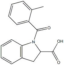 1-[(2-methylphenyl)carbonyl]-2,3-dihydro-1H-indole-2-carboxylic acid Struktur