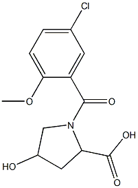 1-[(5-chloro-2-methoxyphenyl)carbonyl]-4-hydroxypyrrolidine-2-carboxylic acid Struktur