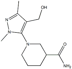 1-[4-(hydroxymethyl)-1,3-dimethyl-1H-pyrazol-5-yl]piperidine-3-carboxamide Struktur