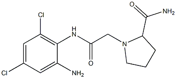 1-{[(2-amino-4,6-dichlorophenyl)carbamoyl]methyl}pyrrolidine-2-carboxamide Struktur