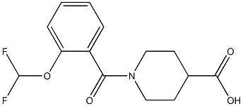 1-{[2-(difluoromethoxy)phenyl]carbonyl}piperidine-4-carboxylic acid Struktur