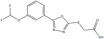 2-({5-[3-(difluoromethoxy)phenyl]-1,3,4-oxadiazol-2-yl}sulfanyl)acetic acid Struktur