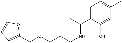 2-(1-{[3-(furan-2-ylmethoxy)propyl]amino}ethyl)-5-methylphenol Struktur