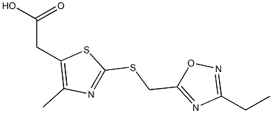 2-(2-{[(3-ethyl-1,2,4-oxadiazol-5-yl)methyl]sulfanyl}-4-methyl-1,3-thiazol-5-yl)acetic acid Struktur