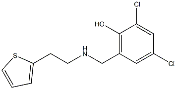 2,4-dichloro-6-({[2-(thiophen-2-yl)ethyl]amino}methyl)phenol Struktur