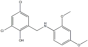 2,4-dichloro-6-{[(2,4-dimethoxyphenyl)amino]methyl}phenol Struktur