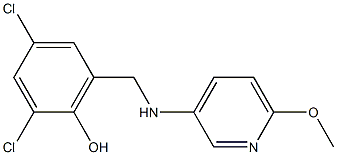 2,4-dichloro-6-{[(6-methoxypyridin-3-yl)amino]methyl}phenol Struktur