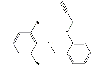 2,6-dibromo-4-methyl-N-{[2-(prop-2-yn-1-yloxy)phenyl]methyl}aniline Struktur