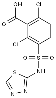 2,6-dichloro-3-(1,3,4-thiadiazol-2-ylsulfamoyl)benzoic acid Struktur