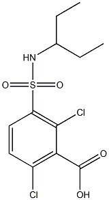 2,6-dichloro-3-(pentan-3-ylsulfamoyl)benzoic acid Struktur