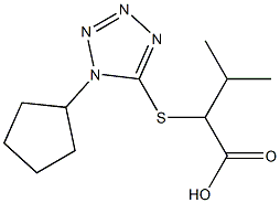 2-[(1-cyclopentyl-1H-1,2,3,4-tetrazol-5-yl)sulfanyl]-3-methylbutanoic acid Struktur