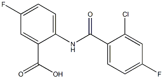 2-[(2-chloro-4-fluorobenzene)amido]-5-fluorobenzoic acid Struktur