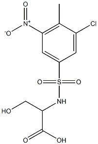 2-[(3-chloro-4-methyl-5-nitrobenzene)sulfonamido]-3-hydroxypropanoic acid Struktur