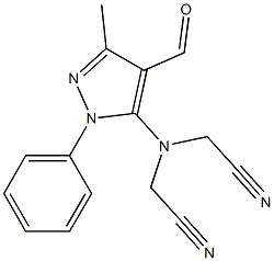 2-[(cyanomethyl)(4-formyl-3-methyl-1-phenyl-1H-pyrazol-5-yl)amino]acetonitrile Struktur