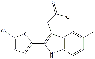 2-[2-(5-chlorothiophen-2-yl)-5-methyl-1H-indol-3-yl]acetic acid Struktur