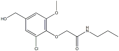 2-[2-chloro-4-(hydroxymethyl)-6-methoxyphenoxy]-N-propylacetamide Struktur