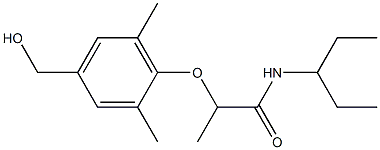 2-[4-(hydroxymethyl)-2,6-dimethylphenoxy]-N-(pentan-3-yl)propanamide Struktur