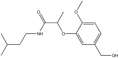 2-[5-(hydroxymethyl)-2-methoxyphenoxy]-N-(3-methylbutyl)propanamide Struktur