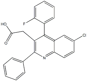 2-[6-chloro-4-(2-fluorophenyl)-2-phenylquinolin-3-yl]acetic acid Struktur