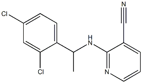 2-{[1-(2,4-dichlorophenyl)ethyl]amino}pyridine-3-carbonitrile Struktur