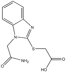 2-{[1-(carbamoylmethyl)-1H-1,3-benzodiazol-2-yl]sulfanyl}acetic acid Struktur