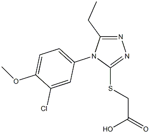 2-{[4-(3-chloro-4-methoxyphenyl)-5-ethyl-4H-1,2,4-triazol-3-yl]sulfanyl}acetic acid Struktur