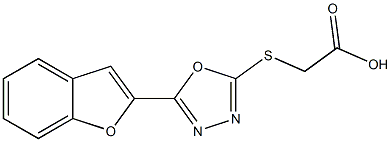 2-{[5-(1-benzofuran-2-yl)-1,3,4-oxadiazol-2-yl]sulfanyl}acetic acid Struktur