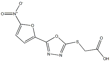 2-{[5-(5-nitrofuran-2-yl)-1,3,4-oxadiazol-2-yl]sulfanyl}acetic acid Struktur