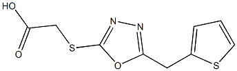 2-{[5-(thiophen-2-ylmethyl)-1,3,4-oxadiazol-2-yl]sulfanyl}acetic acid Struktur