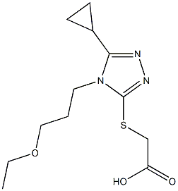 2-{[5-cyclopropyl-4-(3-ethoxypropyl)-4H-1,2,4-triazol-3-yl]sulfanyl}acetic acid Struktur