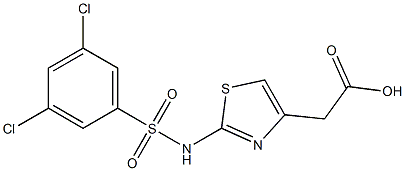 2-{2-[(3,5-dichlorobenzene)sulfonamido]-1,3-thiazol-4-yl}acetic acid Struktur