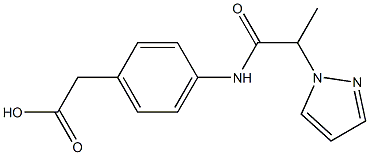 2-{4-[2-(1H-pyrazol-1-yl)propanamido]phenyl}acetic acid Struktur