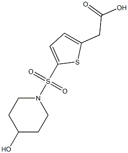 2-{5-[(4-hydroxypiperidine-1-)sulfonyl]thiophen-2-yl}acetic acid Struktur