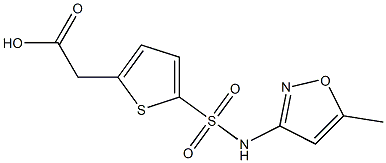 2-{5-[(5-methyl-1,2-oxazol-3-yl)sulfamoyl]thiophen-2-yl}acetic acid Struktur