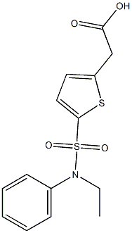 2-{5-[ethyl(phenyl)sulfamoyl]thiophen-2-yl}acetic acid Struktur