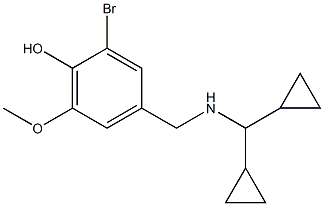 2-bromo-4-{[(dicyclopropylmethyl)amino]methyl}-6-methoxyphenol Struktur