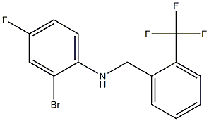 2-bromo-4-fluoro-N-{[2-(trifluoromethyl)phenyl]methyl}aniline Struktur