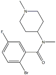 2-bromo-5-fluoro-N-methyl-N-(1-methylpiperidin-4-yl)benzamide Struktur