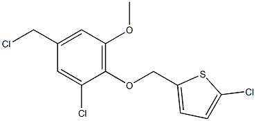 2-chloro-5-[2-chloro-4-(chloromethyl)-6-methoxyphenoxymethyl]thiophene Struktur