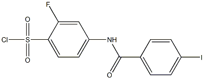 2-fluoro-4-[(4-iodobenzene)amido]benzene-1-sulfonyl chloride Struktur