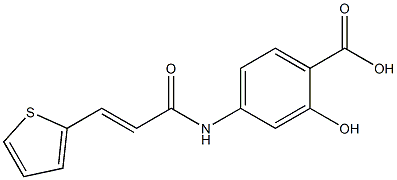 2-hydroxy-4-{[(2E)-3-thien-2-ylprop-2-enoyl]amino}benzoic acid Struktur