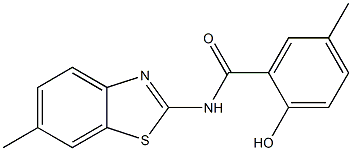 2-hydroxy-5-methyl-N-(6-methyl-1,3-benzothiazol-2-yl)benzamide Struktur