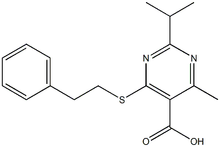 2-isopropyl-4-methyl-6-[(2-phenylethyl)thio]pyrimidine-5-carboxylic acid Struktur