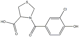 3-(3-chloro-4-hydroxybenzoyl)-1,3-thiazolidine-4-carboxylic acid Struktur